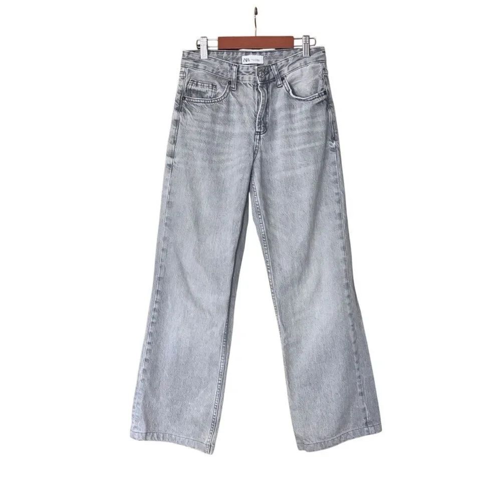 Zara straightāleg jeans gray size 2 cotton